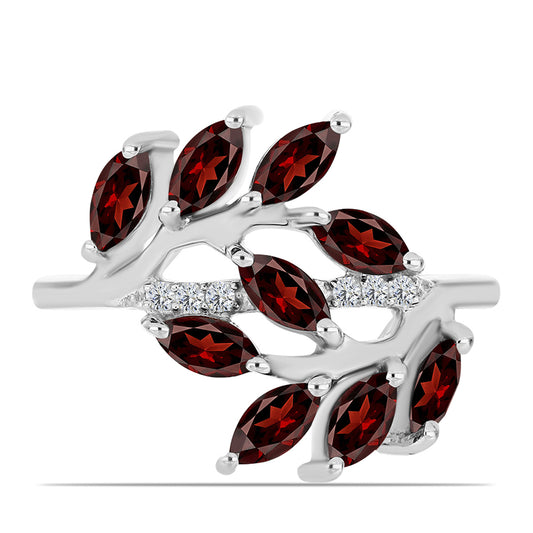 Inel din Argint 925 ( 3.29 grame ) cu Granat Barton și Topaz Alb 1.83 Carate