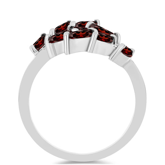 Inel din Argint 925 ( 3.29 grame ) cu Granat Barton și Topaz Alb 1.83 Carate