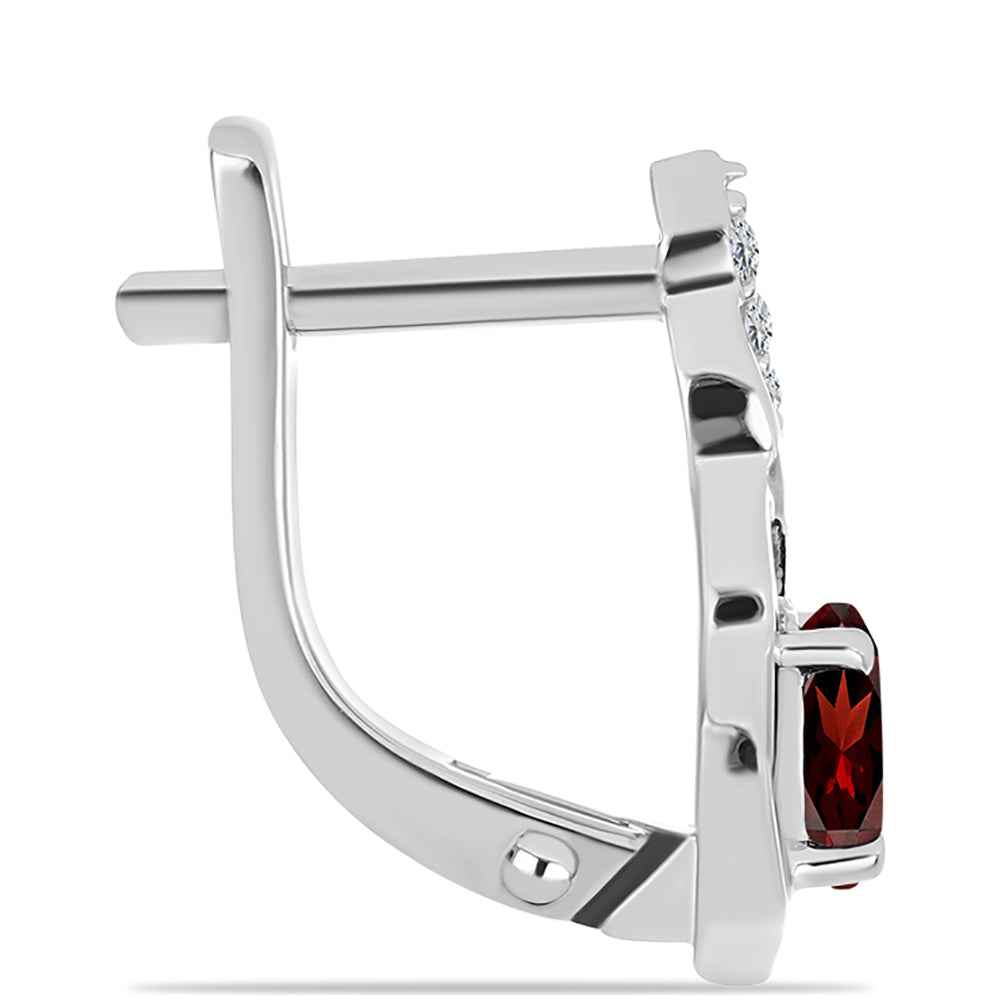 Cercei din Argint 925 ( 2.78 grame ) cu Granat Barton și Topaz Alb 1 Carate 2 