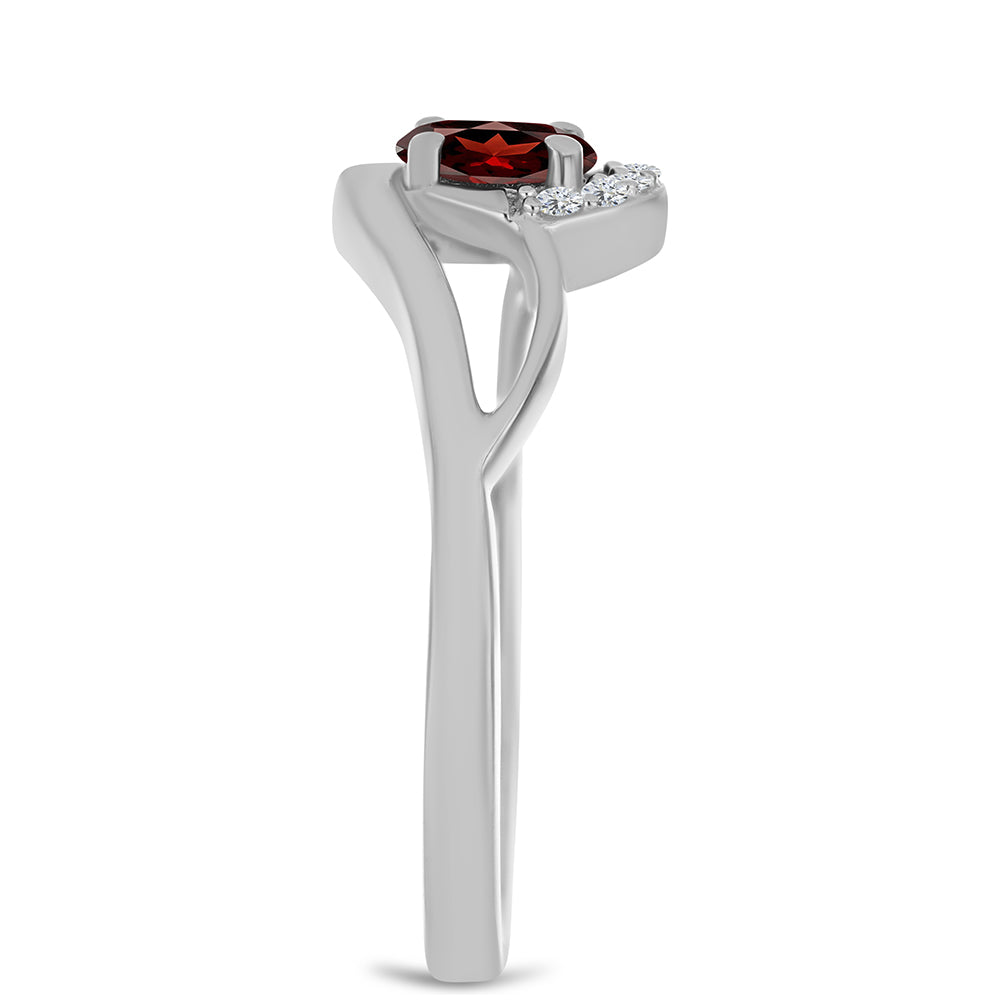 Inel din Argint 925 ( 2.23 grame ) cu Granat Barton și Topaz Alb 0.45 Carate 4 