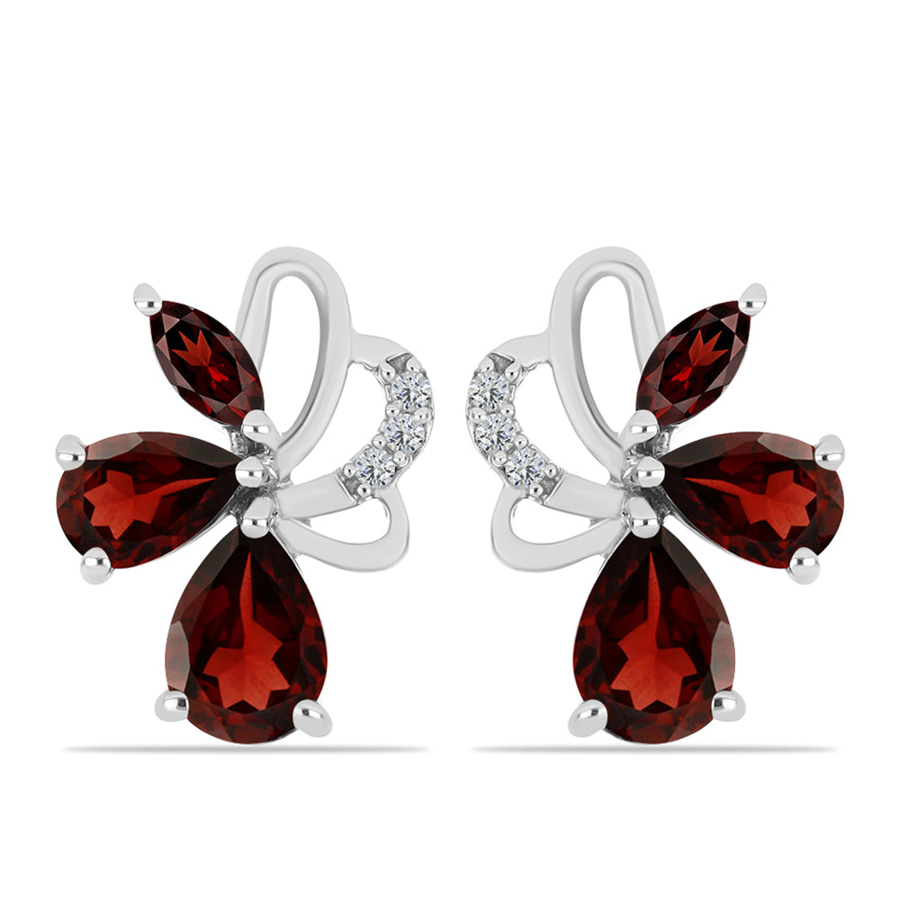 Cercei din Argint 925 ( 3.22 grame ) cu Granat Barton și Topaz Alb 3.05 Carate 1 
