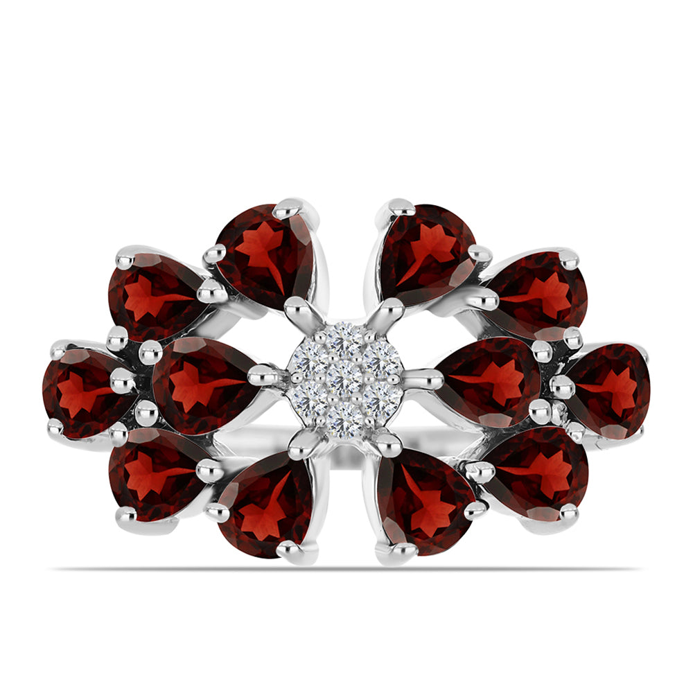 Inel din Argint 925 ( 3.24 grame ) cu Granat Barton și Topaz Alb 2.61 Carate