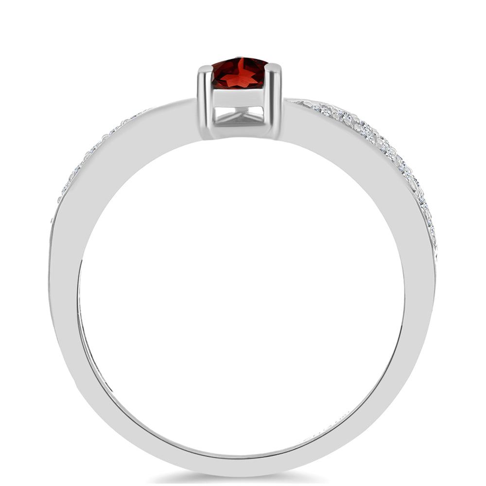 Inel din Argint 925 ( 1.96 grame ) cu Granat Barton și Topaz Alb 0.57 Carate 2 