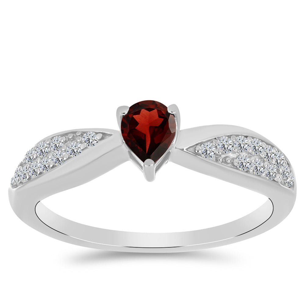 Inel din Argint 925 ( 1.96 grame ) cu Granat Barton și Topaz Alb 0.57 Carate 3 