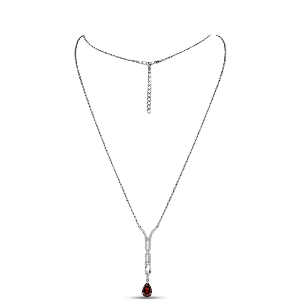 Colier din Argint 925 ( 4.54 grame ) cu Granat Barton și Topaz Alb 1.77 Carate