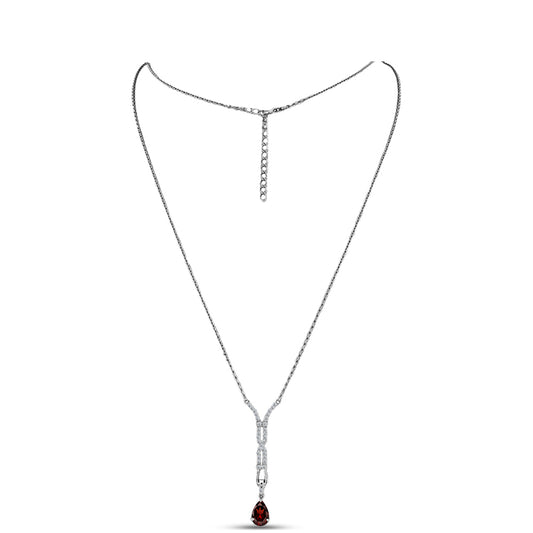 Colier din Argint 925 ( 4.54 grame ) cu Granat Barton și Topaz Alb 1.77 Carate