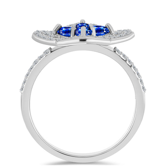 Inel din Argint 925 ( 3.75 grame ) cu Safir Albastru Australian și Topaz Alb 1.83 Carate