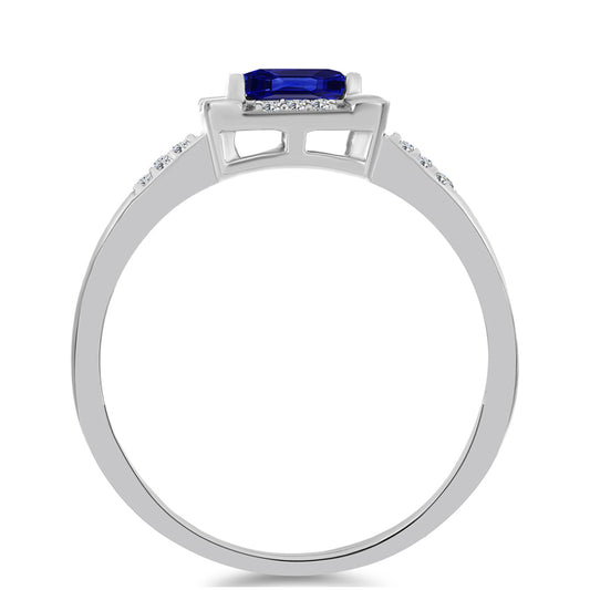 Inel din Argint 925 ( 2.51 grame ) cu Safir Albastru Australian și Topaz Alb 0.51 Carate