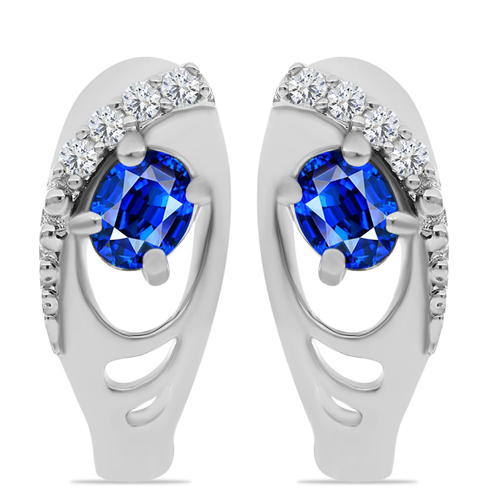 Cercei din Argint 925 ( 2.72 grame ) cu Safir Albastru Australian și Topaz Alb 0.57 Carate