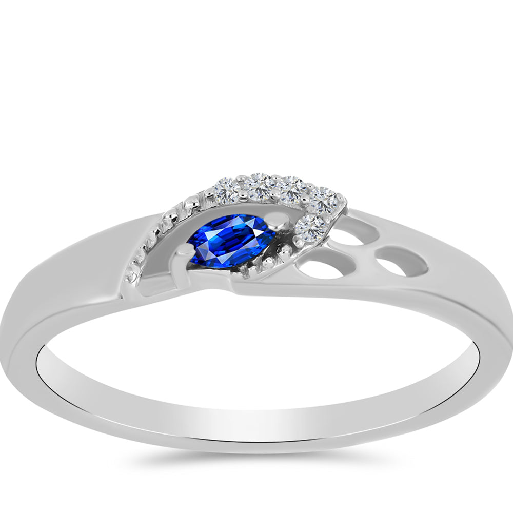 Inel din Argint 925 ( 2.15 grame ) cu Safir Albastru Australian și Topaz Alb 0.17 Carate 3 