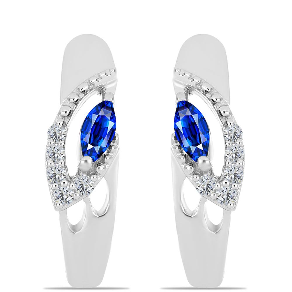 Cercei din Argint 925 ( 3.42 grame ) cu Safir Albastru Australian și Topaz Alb 0.34 Carate