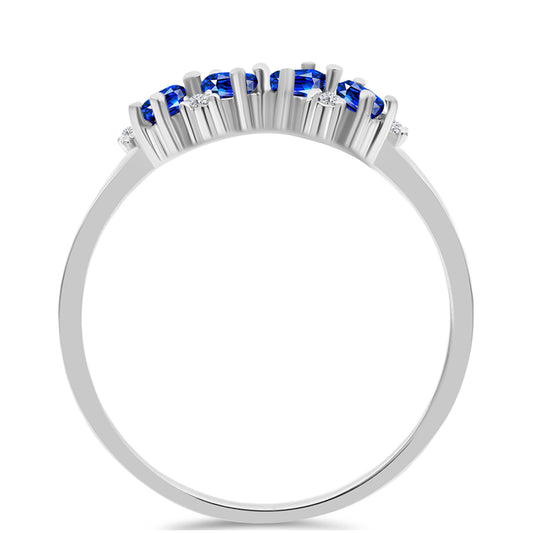 Inel din Argint 925 ( 1.9 grame ) cu Safir Albastru Australian și Topaz Alb 0.6 Carate