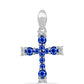 Cruce Pandantiv din Argint 925 ( 1.55 grame ) cu Safir Albastru Australian și Topaz Alb 1.08 Carate