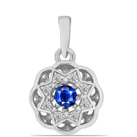 Pandantiv din Argint 925 ( 0.88 grame ) cu Safir Albastru Australian și Topaz Alb 0.22 Carate
