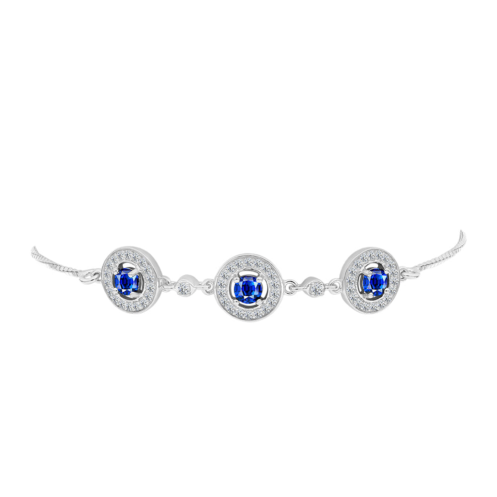 Brățară din Argint 925 ( 4.05 grame ) cu Safir Albastru Australian și Topaz Alb 1.69 Carate 2 