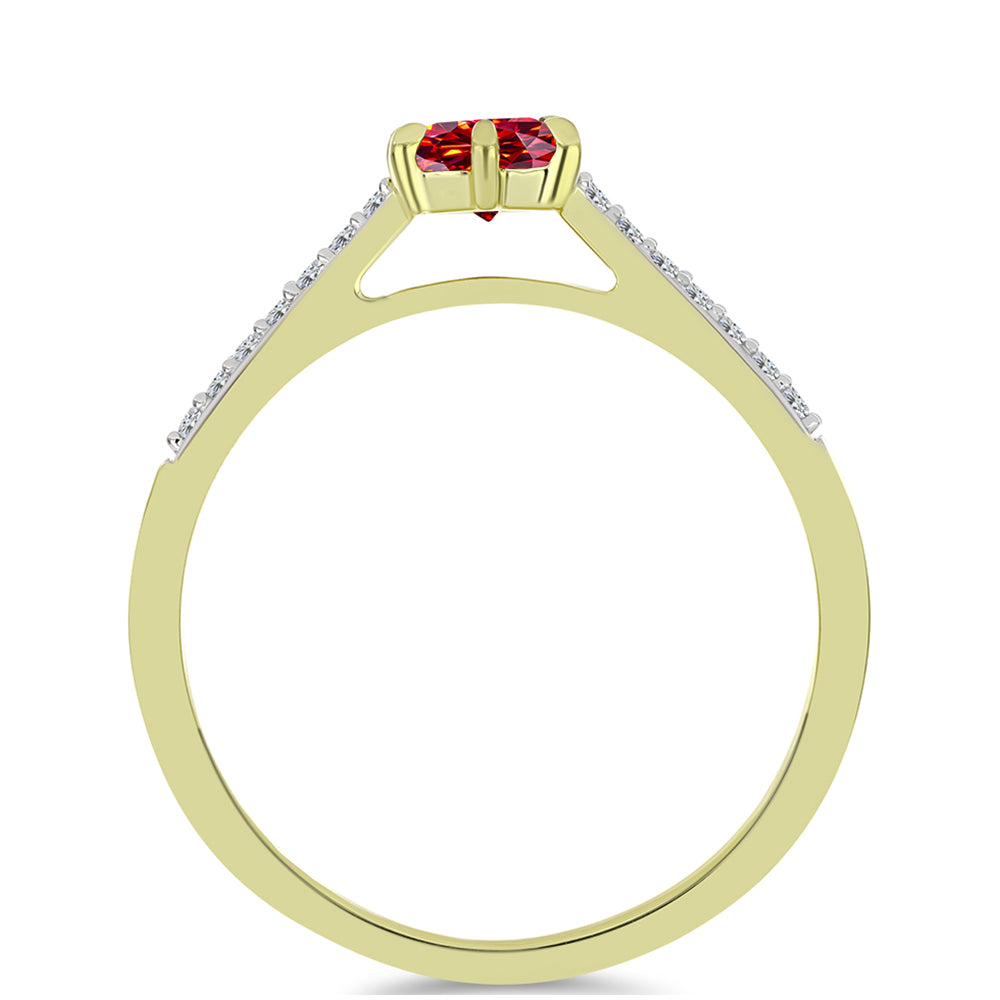 Inel din Argint 925 Placat cu Aur ( 2.18 grame ) cu Moissanite Roșu Majestic și Topaz Alb 0.61 Carate 2 