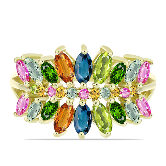 Inel din Argint 925 Placat cu Aur ( 4.25 grame ) cu Turmalină Chakra 2.09 Carate