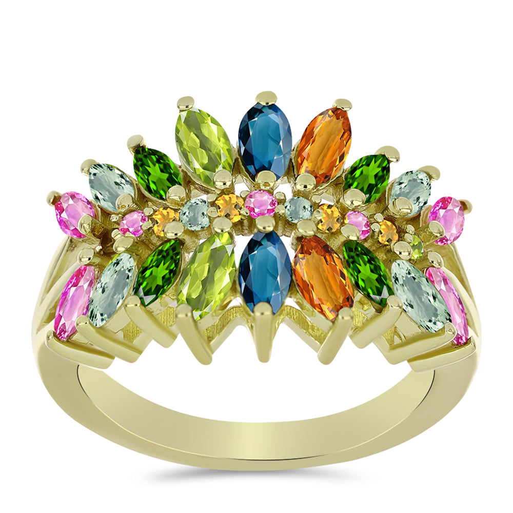 Inel din Argint 925 Placat cu Aur ( 4.25 grame ) cu Turmalină Chakra 2.09 Carate