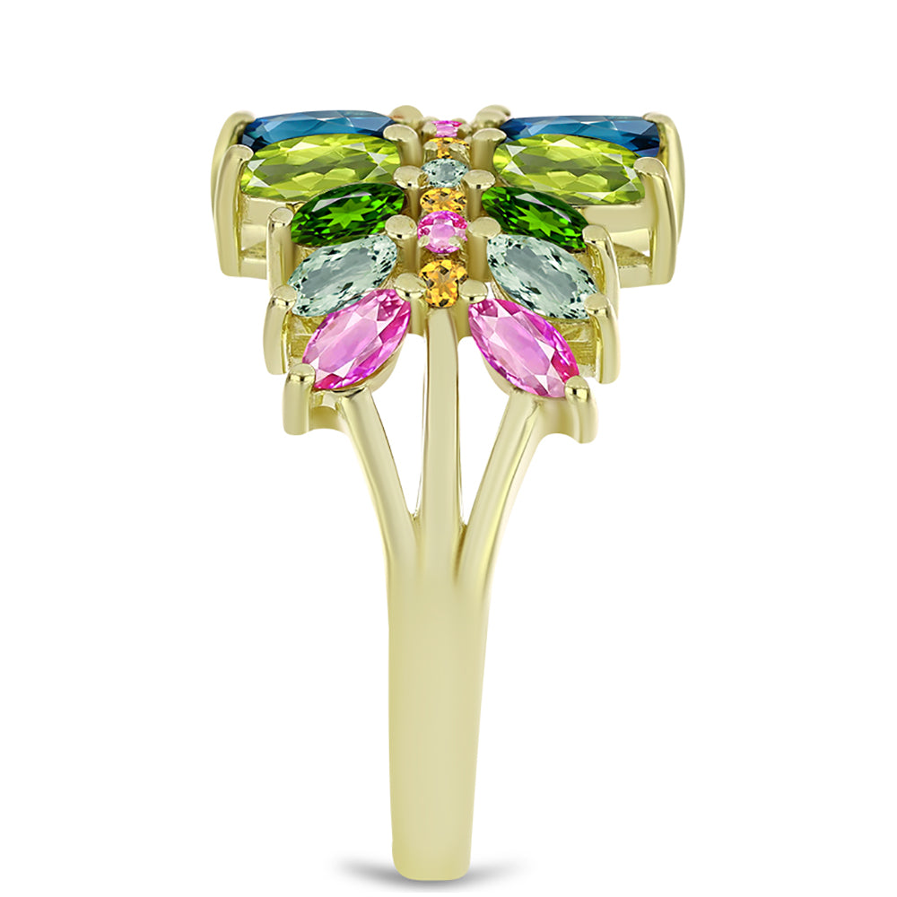 Inel din Argint 925 Placat cu Aur ( 4.25 grame ) cu Turmalină Chakra 2.09 Carate