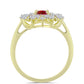 Inel din Argint 925 Placat cu Aur ( 2.94 grame ) cu Moissanite Roșu Majestic și Topaz Alb 0.69 Carate