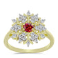 Inel din Argint 925 Placat cu Aur ( 2.94 grame ) cu Moissanite Roșu Majestic și Topaz Alb 0.69 Carate
