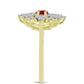 Inel din Argint 925 Placat cu Aur ( 2.94 grame ) cu Moissanite Roșu Majestic și Topaz Alb 0.69 Carate