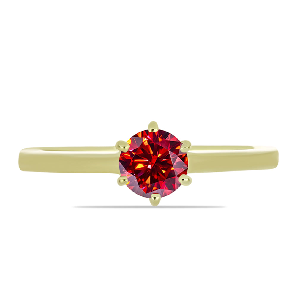 Inel din Argint 925 Placat cu Aur ( 2.16 grame ) cu Moissanite Roșu Majestic 0.76 Carate 1 