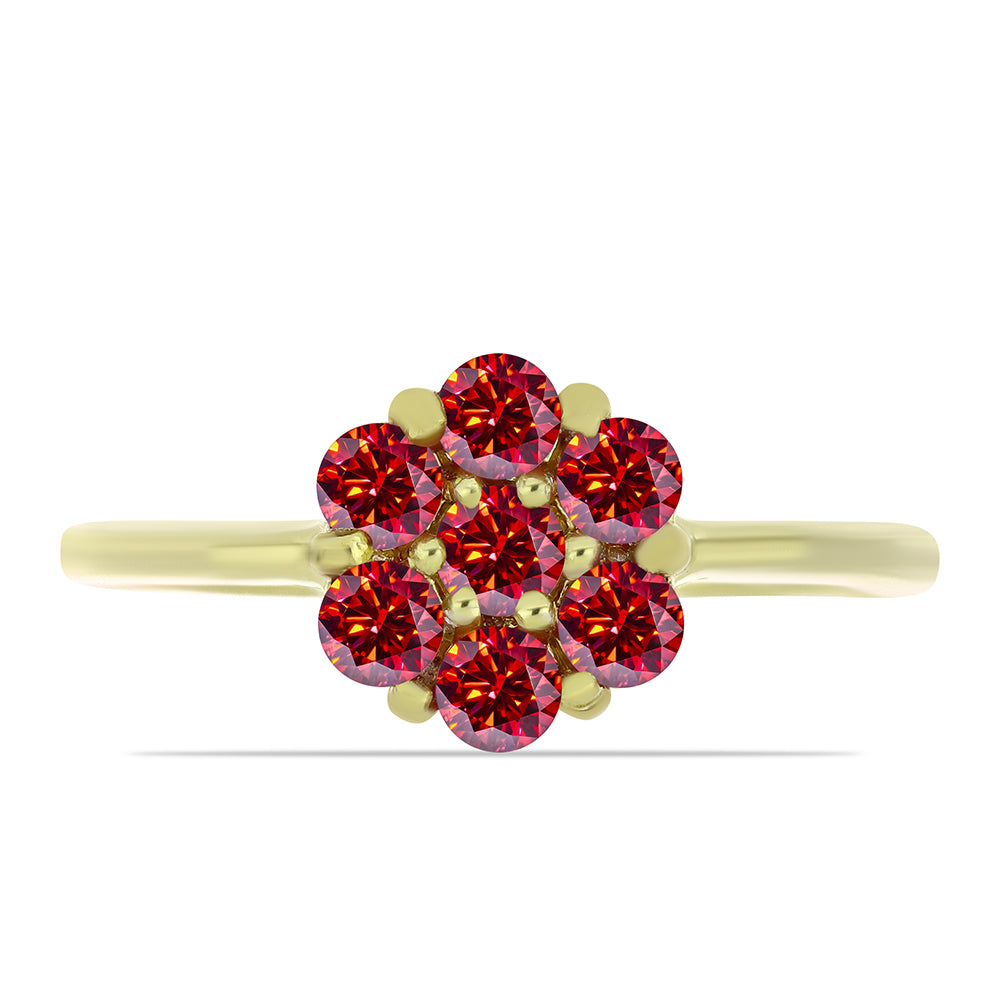 Inel din Argint 925 Placat cu Aur ( 2.15 grame ) cu Moissanite Roșu Majestic 0.73 Carate