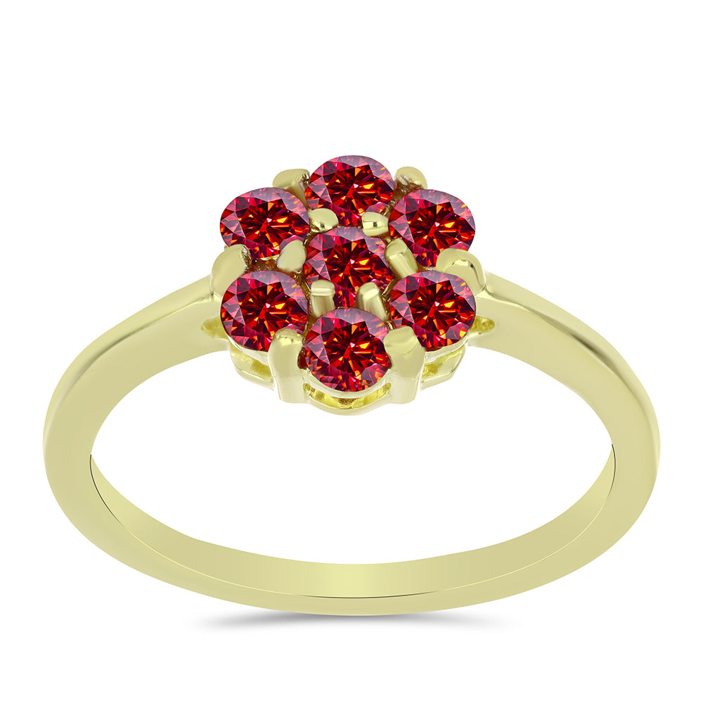 Inel din Argint 925 Placat cu Aur ( 2.15 grame ) cu Moissanite Roșu Majestic 0.73 Carate