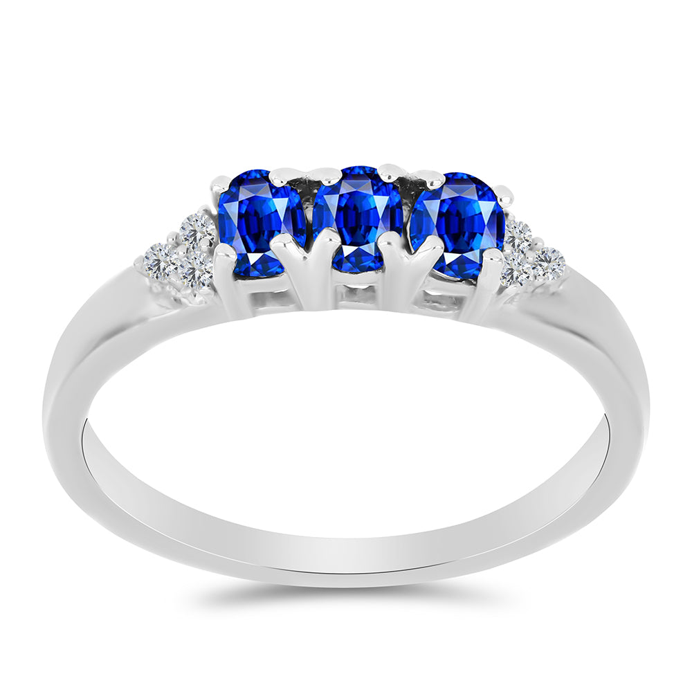 Inel din Argint 925 ( 2.01 grame ) cu Safir Albastru Australian și Topaz Alb 0.83 Carate 3 