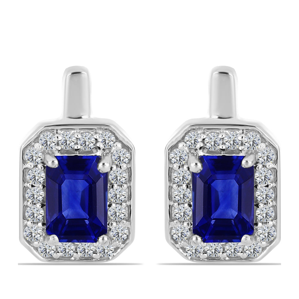 Cercei din Argint 925 ( 3.03 grame ) cu Safir Albastru Australian și Topaz Alb 1.84 Carate