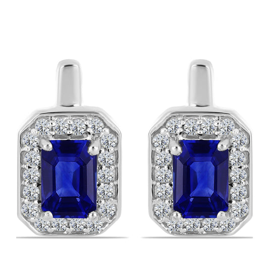 Cercei din Argint 925 ( 3.03 grame ) cu Safir Albastru Australian și Topaz Alb 1.84 Carate