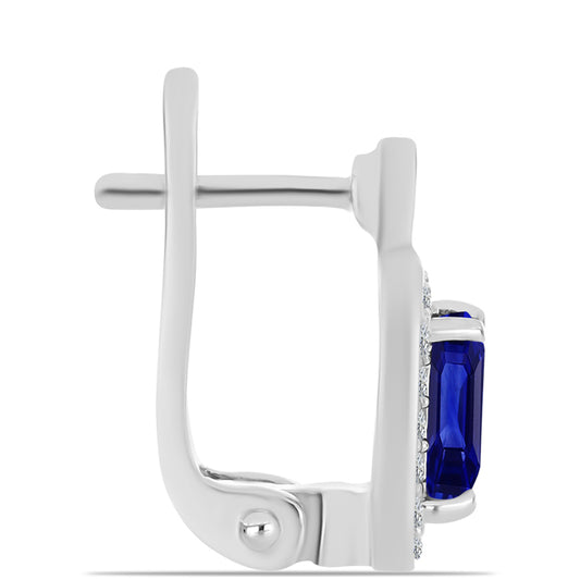 Cercei din Argint 925 ( 3.03 grame ) cu Safir Albastru Australian și Topaz Alb 1.84 Carate