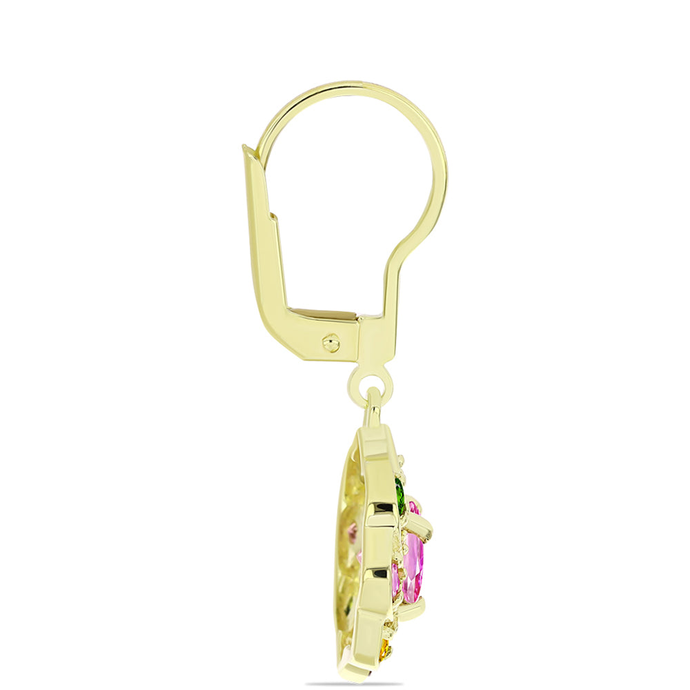 Cercei din Argint 925 Placat cu Aur ( 3.47 grame ) cu Turmalină Chakra și Topaz Alb 2.53 Carate