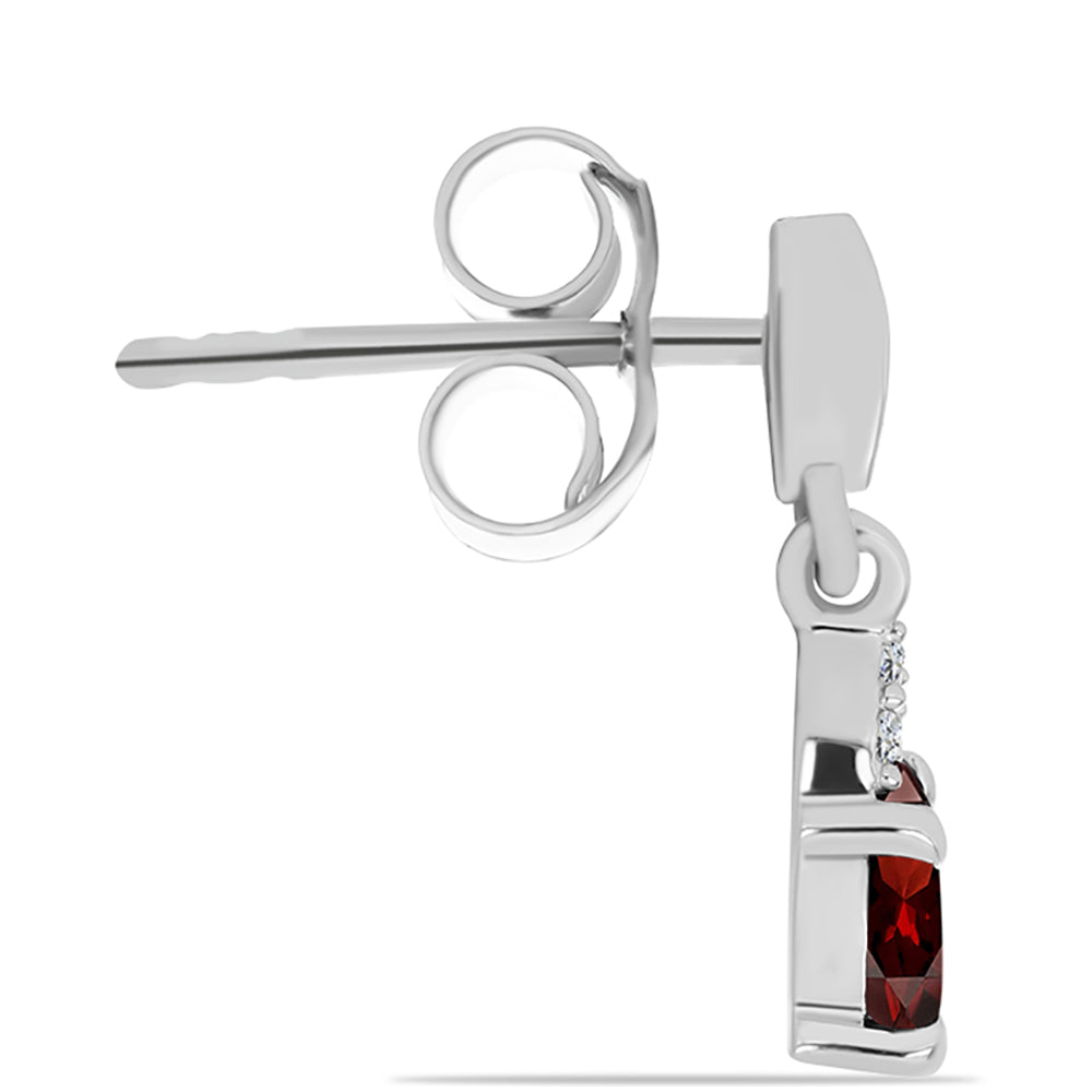 Cercei din Argint 925 ( 1.36 grame ) cu Granat Barton și Topaz Alb 0.87 Carate