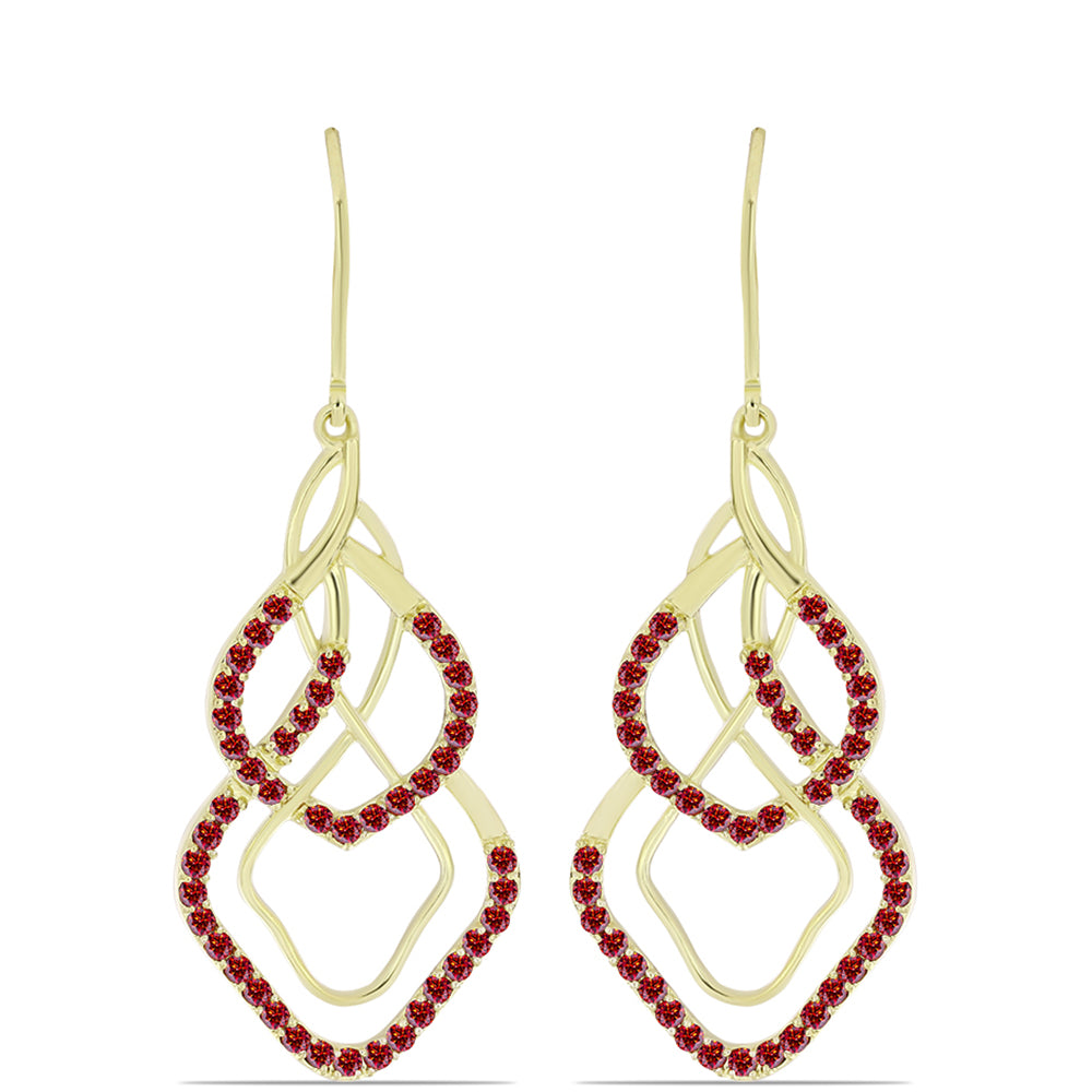 Cercei din Argint 925 Placat cu Aur ( 5.3 grame ) cu Moissanite Roșu Majestic 1.29 Carate