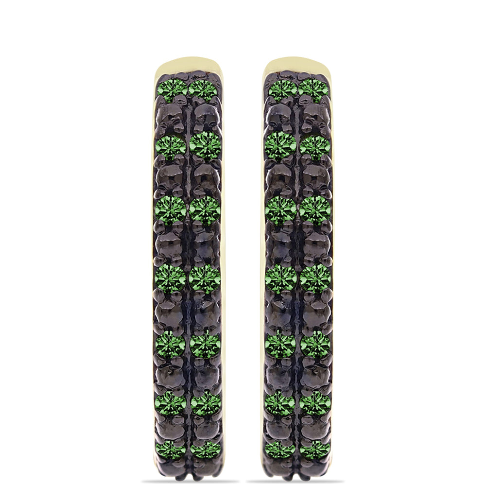 Cercei din Argint 925 Placat cu Aur ( 4.15 grame ) cu Diamant Verde 0.21 Carate 1 