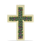Cruce Pandantiv din Argint 925 Placat cu Aur ( 1.61 grame ) cu Diamant Verde 0.28 Carate