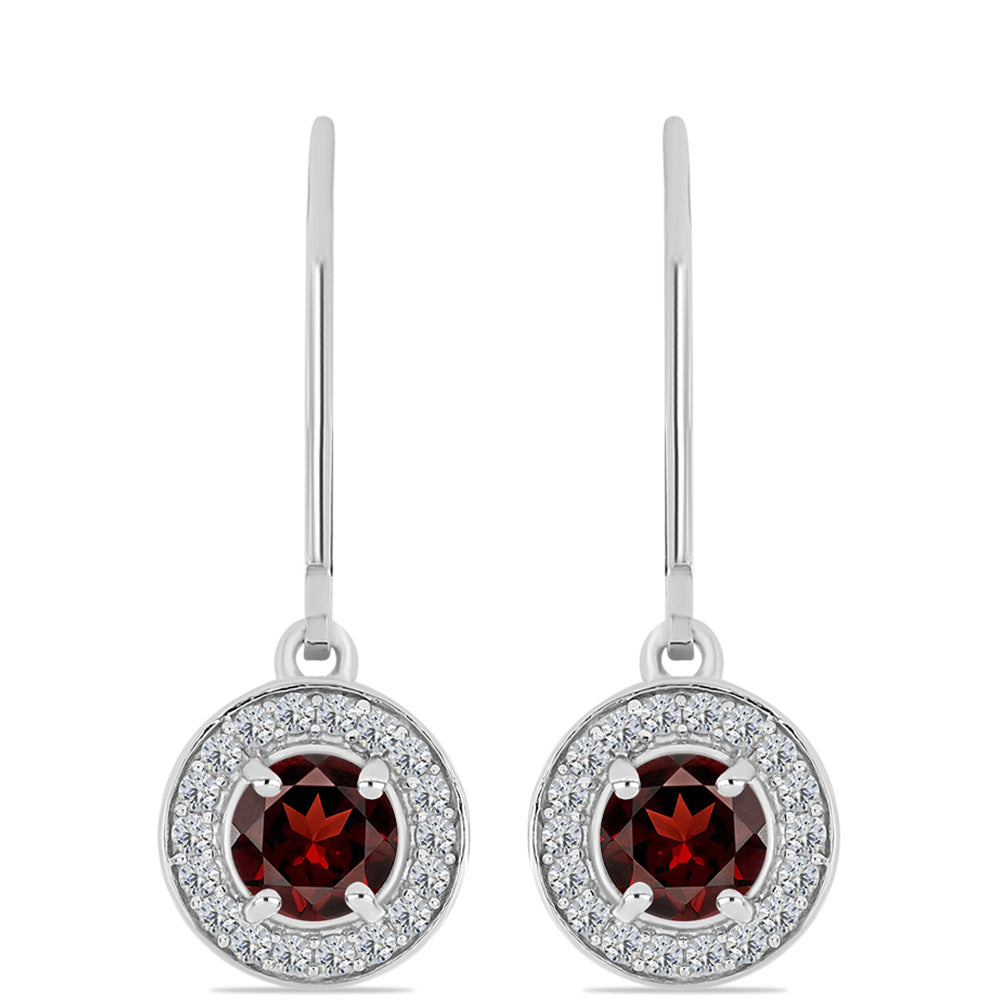 Cercei din Argint 925 ( 2.95 grame ) cu Granat Barton și Topaz Alb 1.42 Carate 1 