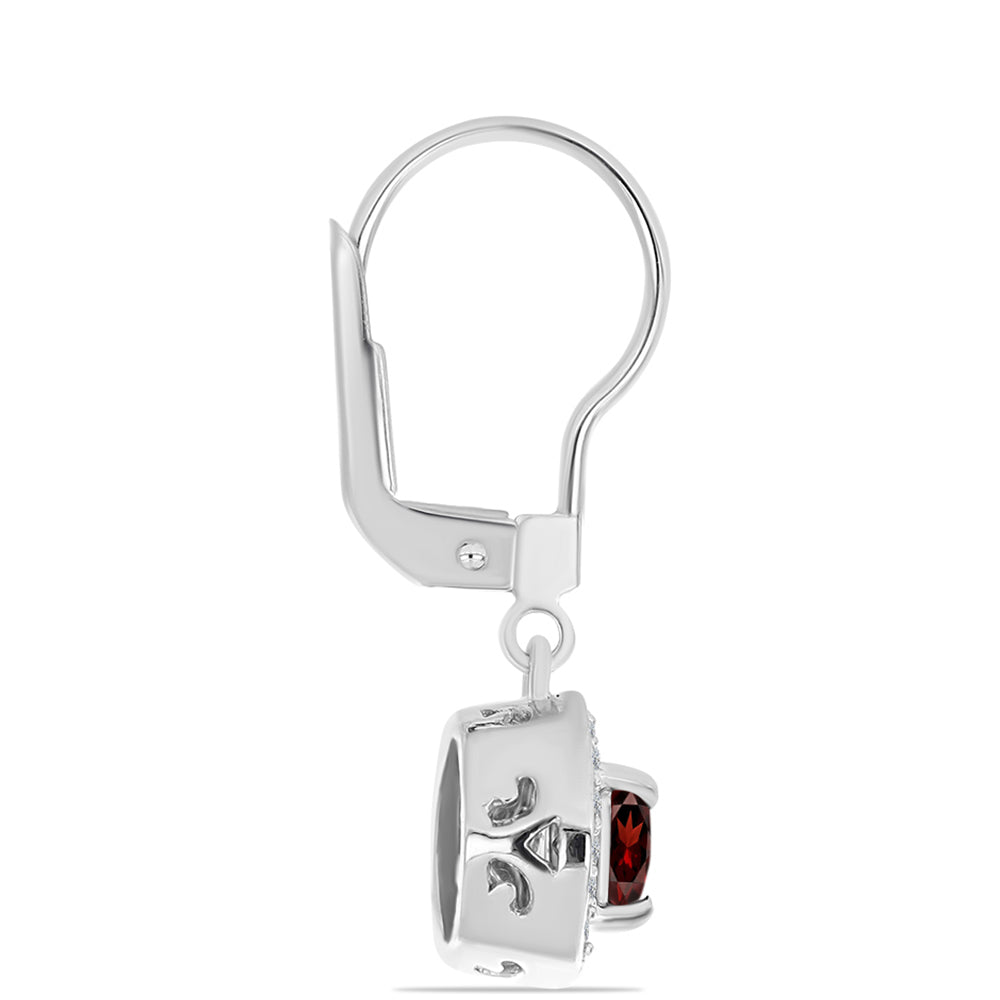 Cercei din Argint 925 ( 2.95 grame ) cu Granat Barton și Topaz Alb 1.42 Carate 2 