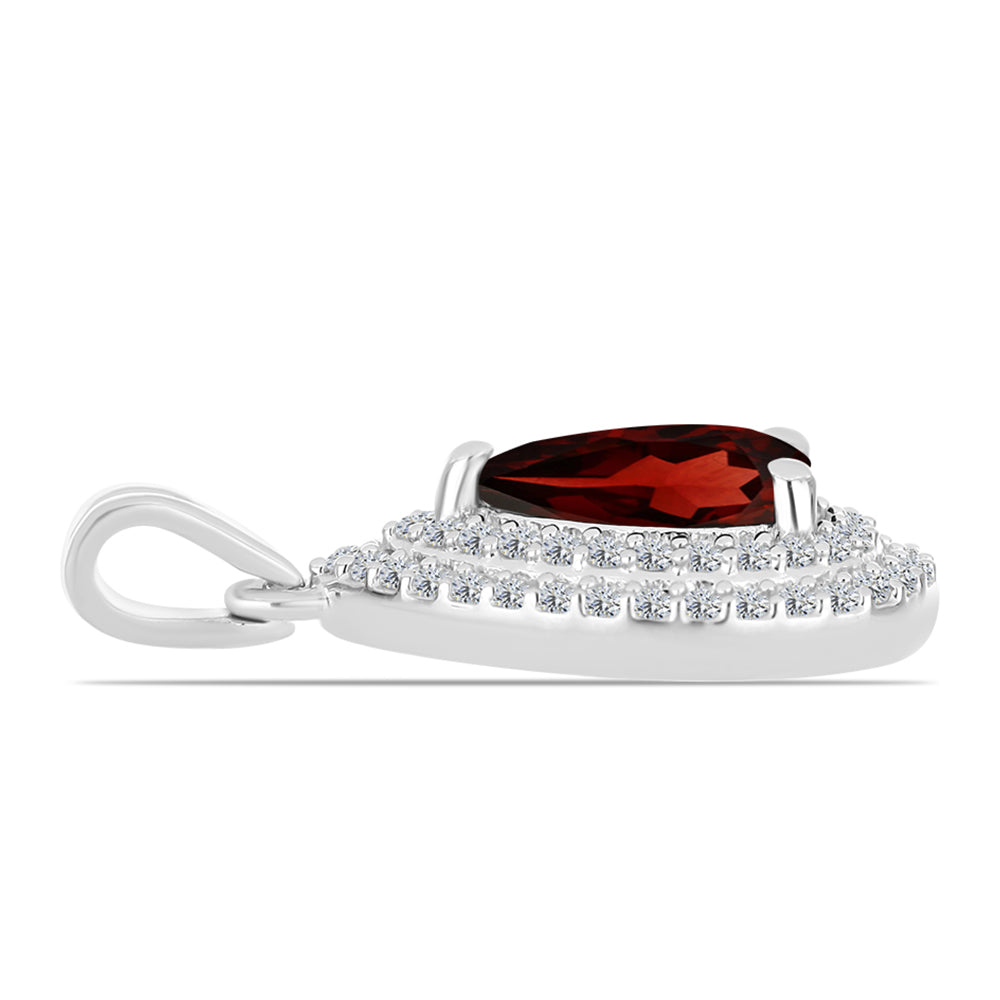 Pandantiv din Argint 925 ( 1.63 grame ) cu Granat Barton și Topaz Alb 1.34 Carate 2 