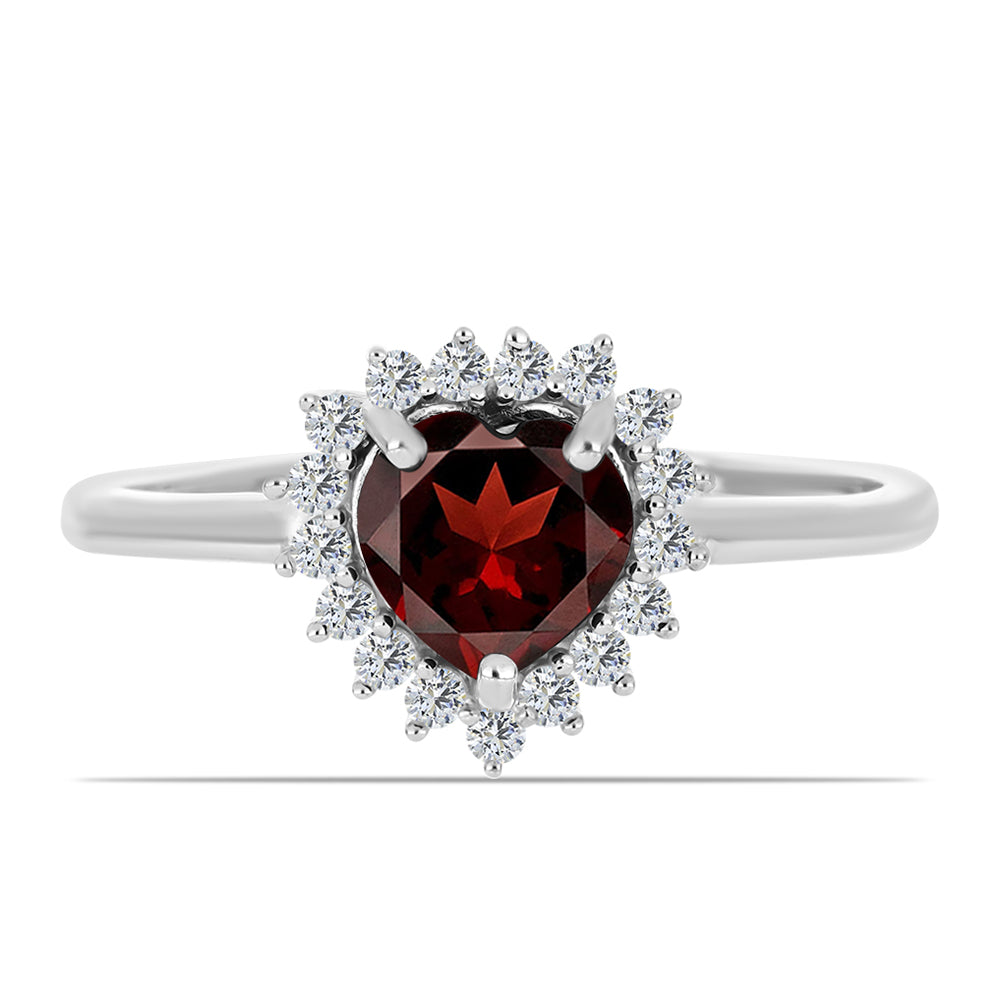 Inel din Argint 925 ( 2.36 grame ) cu Granat Barton și Topaz Alb 1.64 Carate