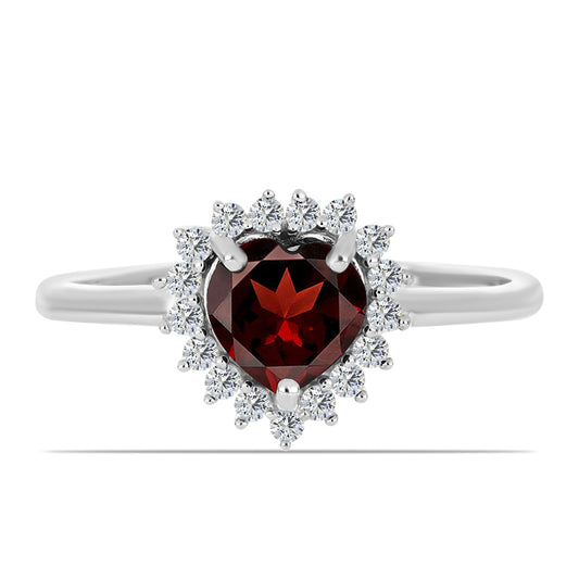 Inel din Argint 925 ( 2.36 grame ) cu Granat Barton și Topaz Alb 1.64 Carate