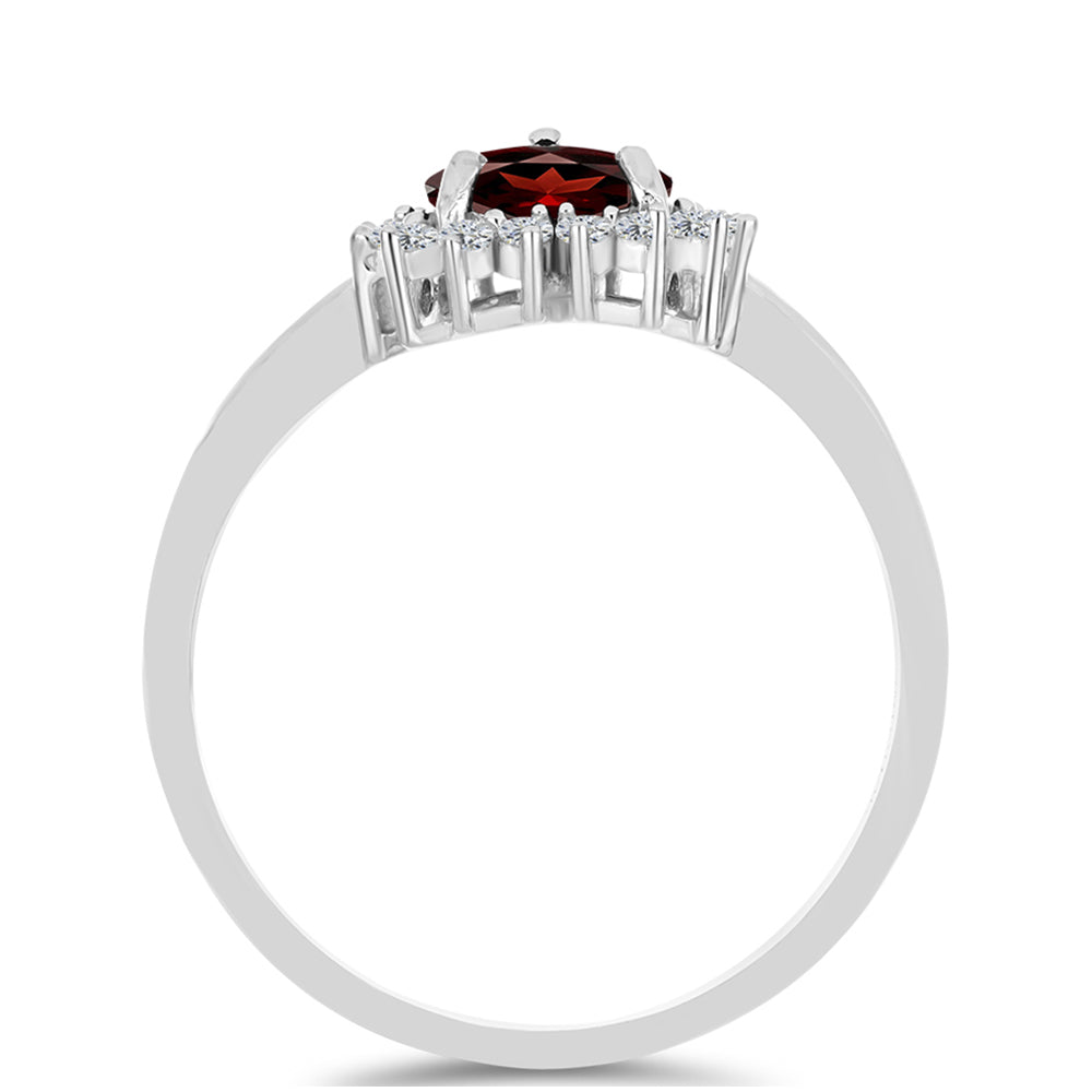 Inel din Argint 925 ( 2.36 grame ) cu Granat Barton și Topaz Alb 1.64 Carate 2 