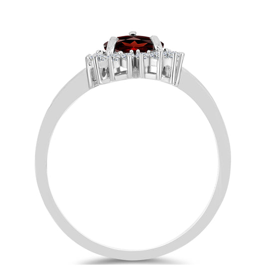 Inel din Argint 925 ( 2.36 grame ) cu Granat Barton și Topaz Alb 1.64 Carate