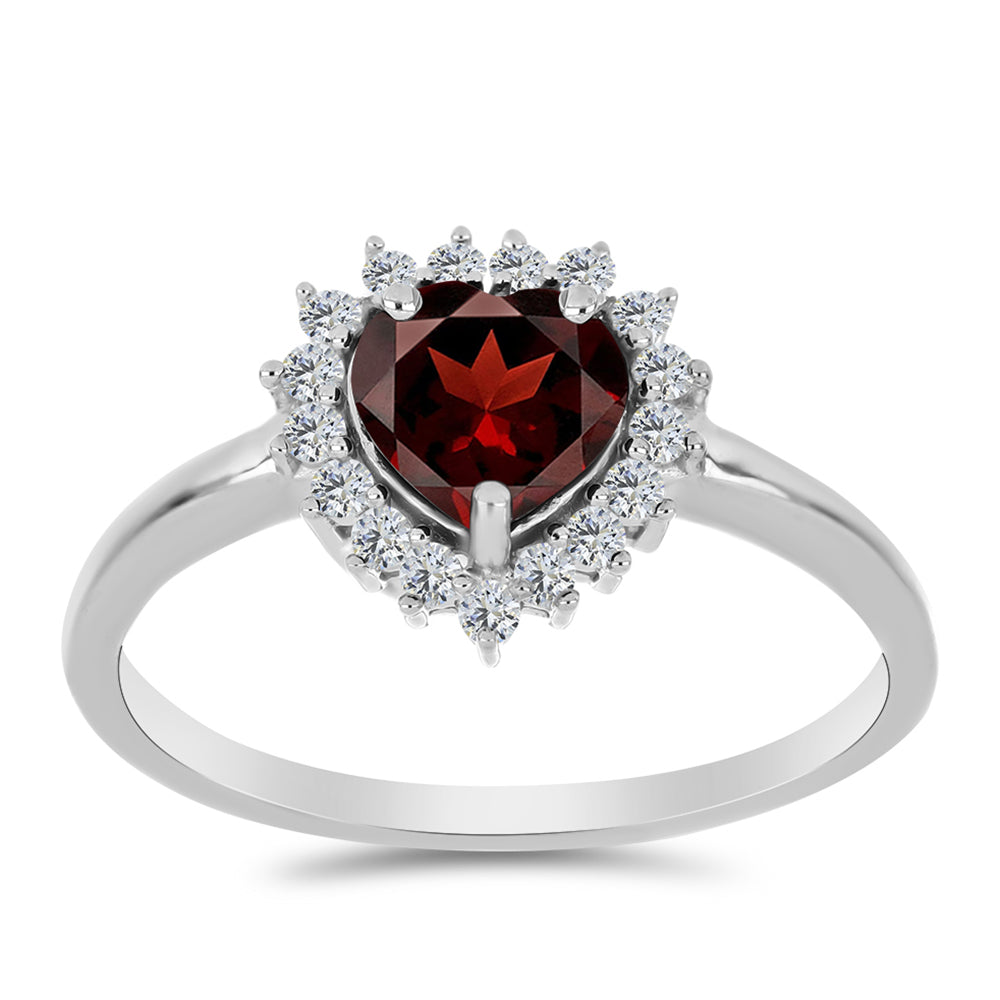 Inel din Argint 925 ( 2.36 grame ) cu Granat Barton și Topaz Alb 1.64 Carate 3 