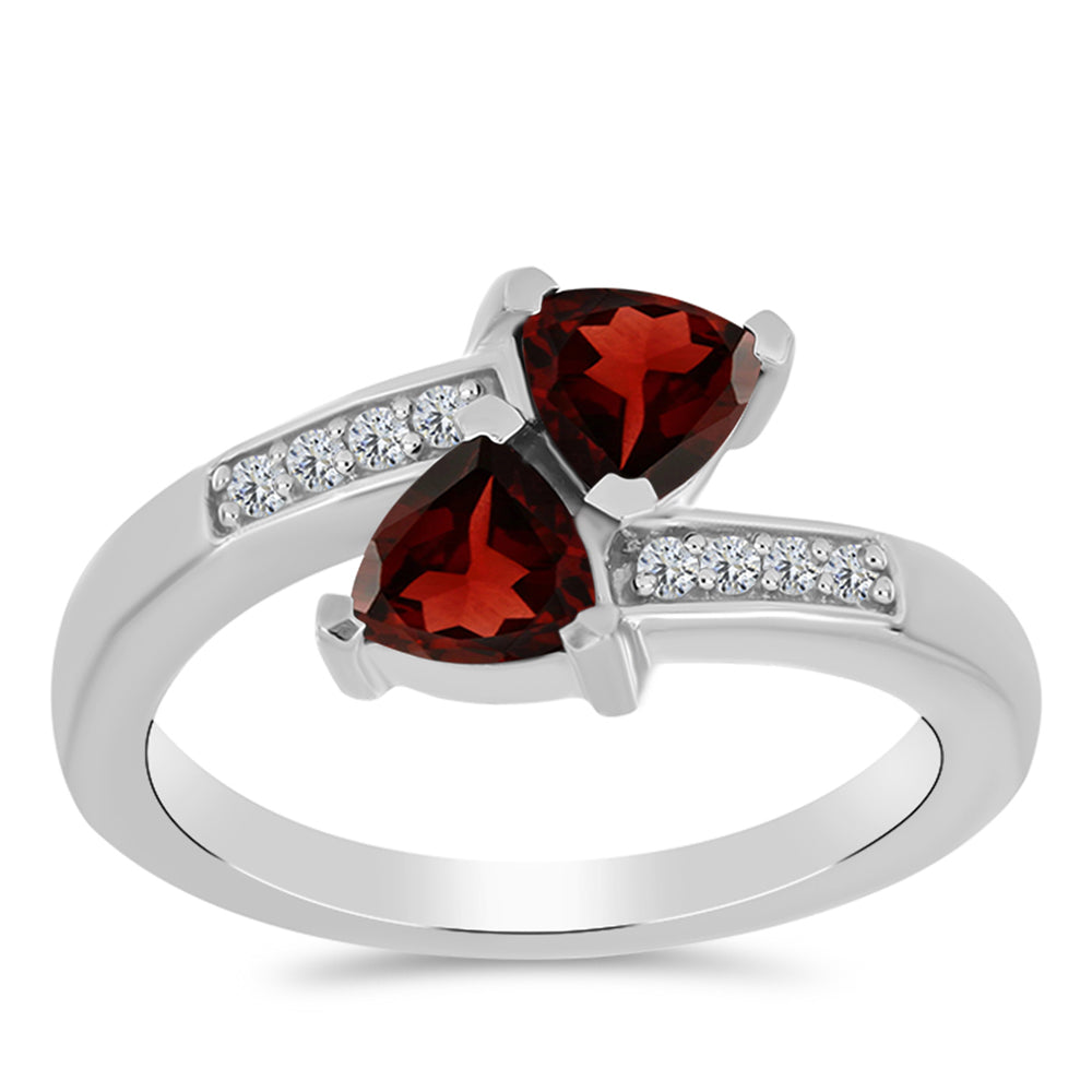 Inel din Argint 925 ( 3.15 grame ) cu Granat Barton și Topaz Alb 1.13 Carate