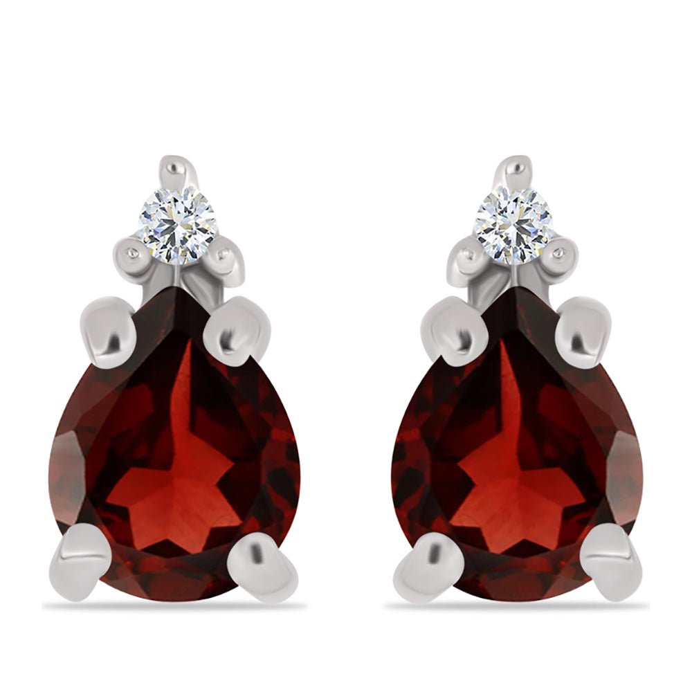 Cercei din Argint 925 ( 0.96 grame ) cu Granat Barton și Topaz Alb 0.86 Carate 1 