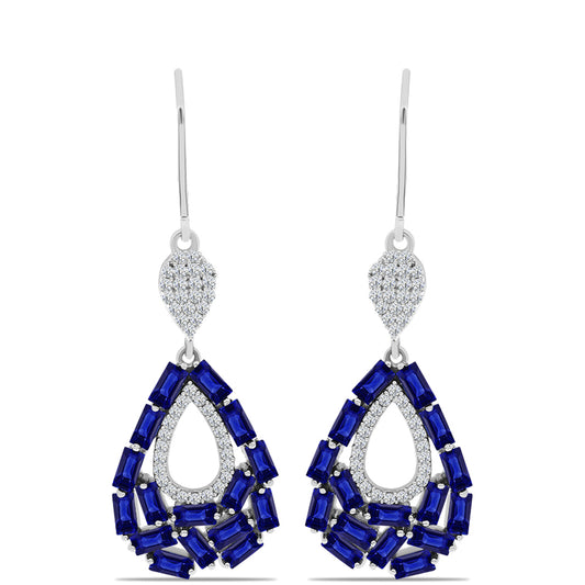 Cercei din Argint 925 ( 6.05 grame ) cu Safir Albastru Australian și Topaz Alb 7.34 Carate