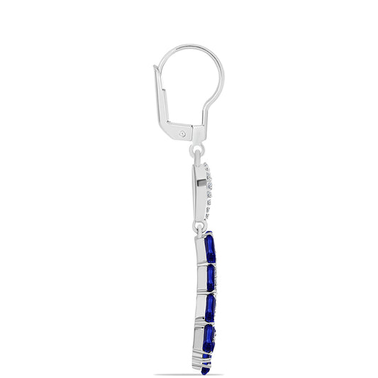 Cercei din Argint 925 ( 6.05 grame ) cu Safir Albastru Australian și Topaz Alb 7.34 Carate